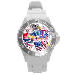 United States Of America Usa  Images Independence Day Round Plastic Sport Watch (l) by BangZart