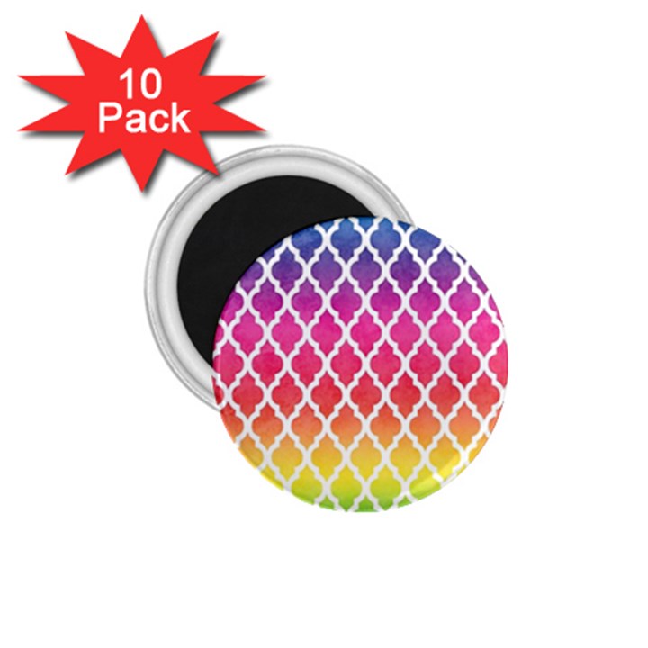 Colorful Rainbow Moroccan Pattern 1.75  Magnets (10 pack) 