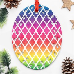 Colorful Rainbow Moroccan Pattern Oval Filigree Ornament (two Sides) by BangZart