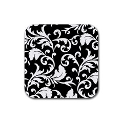 Vector Classicaltr Aditional Black And White Floral Patterns Rubber Coaster (square)  by BangZart