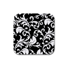 Vector Classicaltr Aditional Black And White Floral Patterns Rubber Square Coaster (4 Pack)  by BangZart