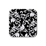 Vector Classicaltr Aditional Black And White Floral Patterns Rubber Square Coaster (4 pack)  Front