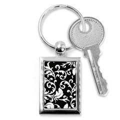 Vector Classicaltr Aditional Black And White Floral Patterns Key Chains (rectangle)  by BangZart