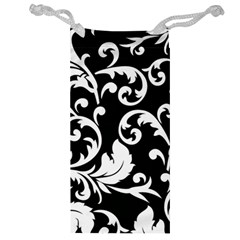 Vector Classicaltr Aditional Black And White Floral Patterns Jewelry Bag by BangZart