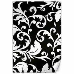 Vector Classicaltr Aditional Black And White Floral Patterns Canvas 12  X 18   by BangZart