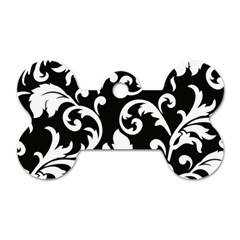 Vector Classicaltr Aditional Black And White Floral Patterns Dog Tag Bone (two Sides) by BangZart