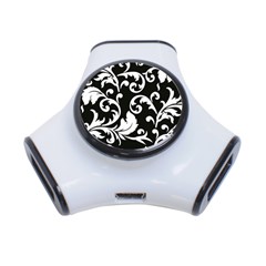 Vector Classicaltr Aditional Black And White Floral Patterns 3-port Usb Hub by BangZart