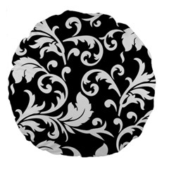 Vector Classicaltr Aditional Black And White Floral Patterns Large 18  Premium Round Cushions by BangZart