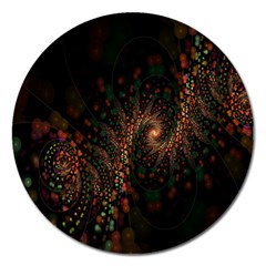 Multicolor Fractals Digital Art Design Magnet 5  (round) by BangZart