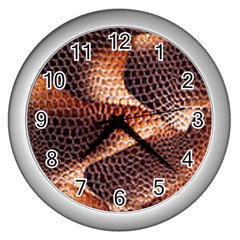 Snake Python Skin Pattern Wall Clocks (silver)  by BangZart