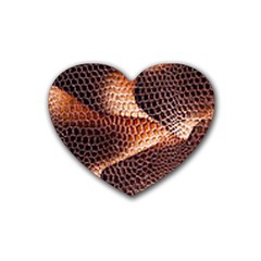 Snake Python Skin Pattern Rubber Coaster (heart)  by BangZart