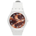 Snake Python Skin Pattern Round Plastic Sport Watch (M) Front