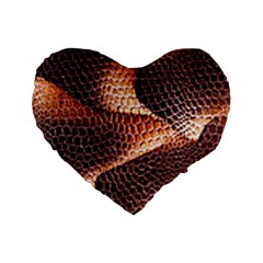 Snake Python Skin Pattern Standard 16  Premium Flano Heart Shape Cushions by BangZart