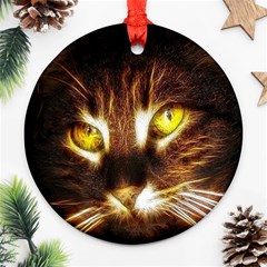 Cat Face Round Ornament (two Sides) by BangZart