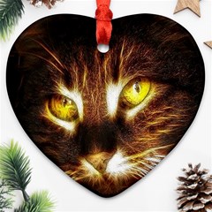 Cat Face Heart Ornament (two Sides) by BangZart