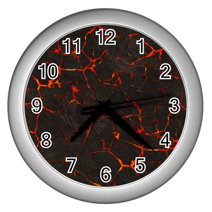 Volcanic Textures Wall Clocks (Silver) 