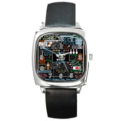 Book Quote Collage Square Metal Watch