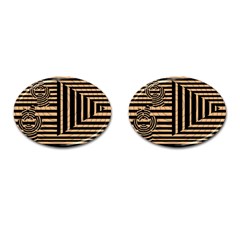 Wooden Pause Play Paws Abstract Oparton Line Roulette Spin Cufflinks (oval) by BangZart