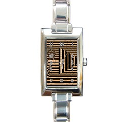 Wooden Pause Play Paws Abstract Oparton Line Roulette Spin Rectangle Italian Charm Watch by BangZart