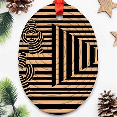 Wooden Pause Play Paws Abstract Oparton Line Roulette Spin Oval Ornament (two Sides) by BangZart