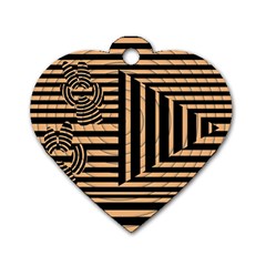 Wooden Pause Play Paws Abstract Oparton Line Roulette Spin Dog Tag Heart (two Sides) by BangZart