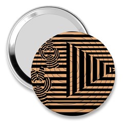 Wooden Pause Play Paws Abstract Oparton Line Roulette Spin 3  Handbag Mirrors by BangZart