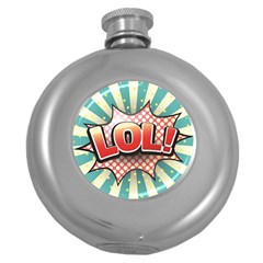 Lol Comic Speech Bubble  Vector Illustration Round Hip Flask (5 Oz) by BangZart