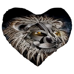 Lion Robot Large 19  Premium Flano Heart Shape Cushions by BangZart