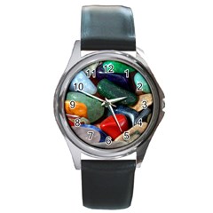 Stones Colors Pattern Pebbles Macro Rocks Round Metal Watch by BangZart