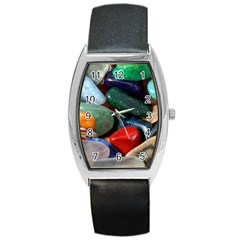 Stones Colors Pattern Pebbles Macro Rocks Barrel Style Metal Watch