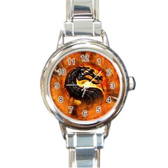 Dragon And Fire Round Italian Charm Watch by BangZart