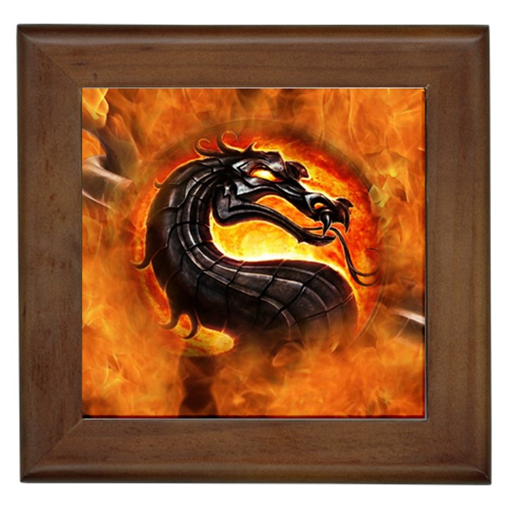 Dragon And Fire Framed Tiles