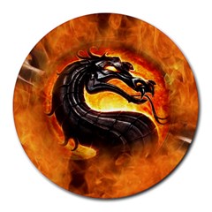 Dragon And Fire Round Mousepads by BangZart