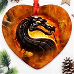 Dragon And Fire Ornament (Heart) Front