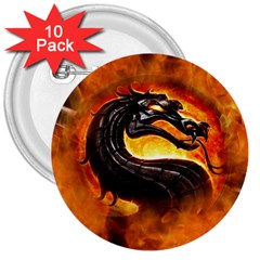 Dragon And Fire 3  Buttons (10 Pack) 