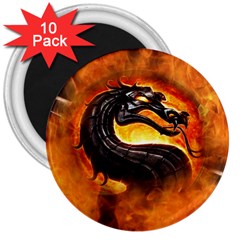 Dragon And Fire 3  Magnets (10 Pack)  by BangZart