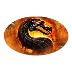 Dragon And Fire Oval Magnet by BangZart