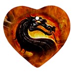 Dragon And Fire Heart Ornament (Two Sides) Back