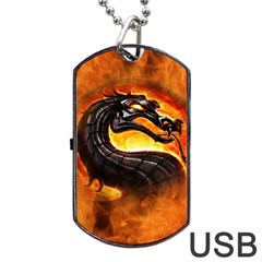 Dragon And Fire Dog Tag Usb Flash (two Sides) by BangZart