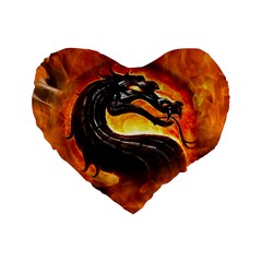 Dragon And Fire Standard 16  Premium Heart Shape Cushions by BangZart