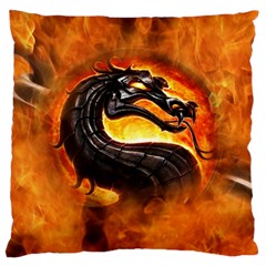 Dragon And Fire Large Flano Cushion Case (two Sides) by BangZart