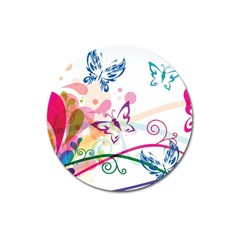 Butterfly Vector Art Magnet 3  (round) by BangZart