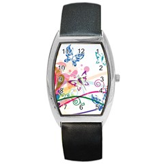 Butterfly Vector Art Barrel Style Metal Watch by BangZart