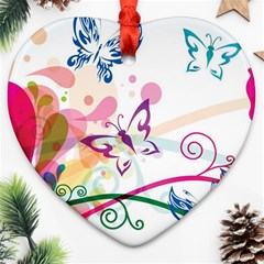 Butterfly Vector Art Heart Ornament (two Sides) by BangZart