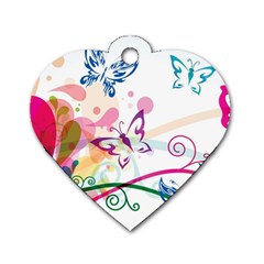 Butterfly Vector Art Dog Tag Heart (one Side) by BangZart