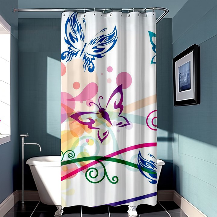 Butterfly Vector Art Shower Curtain 36  x 72  (Stall) 