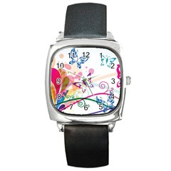 Butterfly Vector Art Square Metal Watch by BangZart