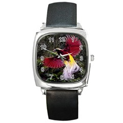 Cendrawasih Beautiful Bird Of Paradise Square Metal Watch by BangZart