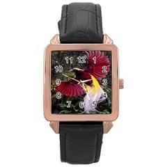 Cendrawasih Beautiful Bird Of Paradise Rose Gold Leather Watch  by BangZart