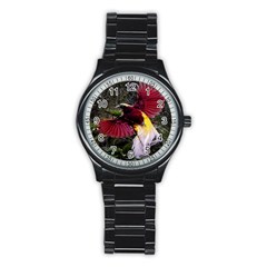 Cendrawasih Beautiful Bird Of Paradise Stainless Steel Round Watch by BangZart